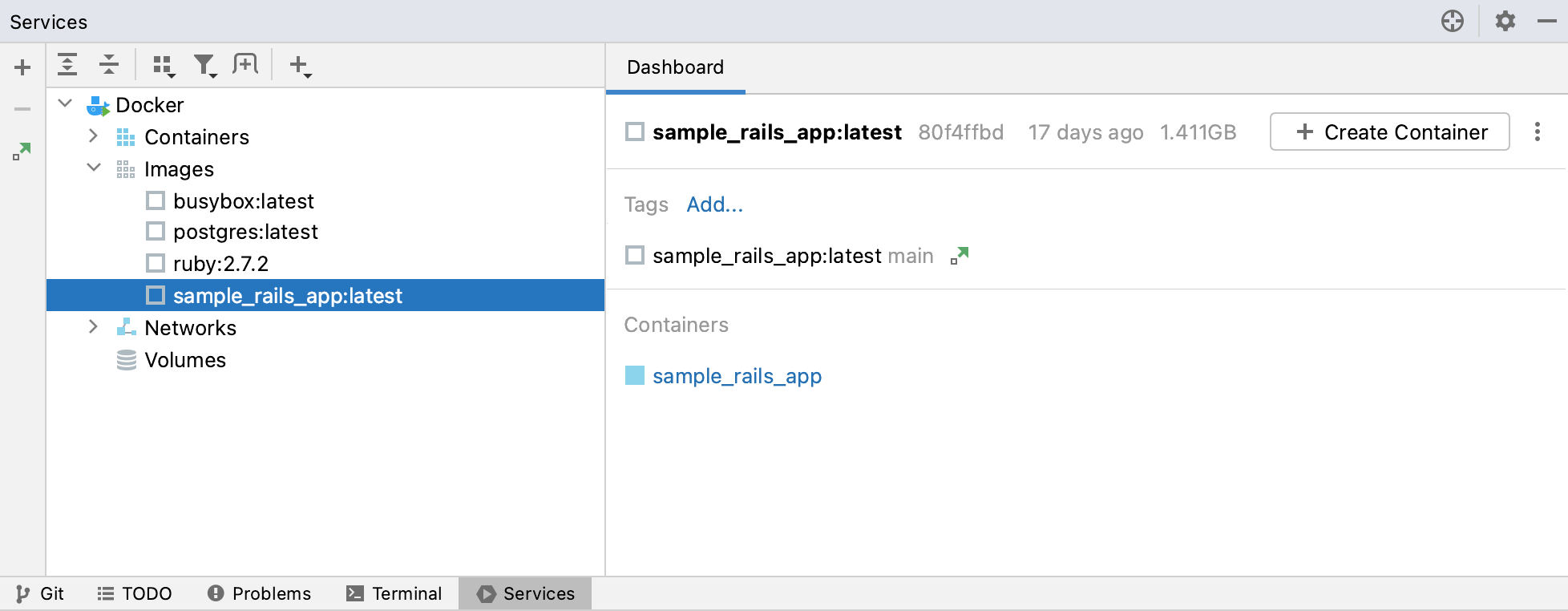 Docker tool window Docker tool window
