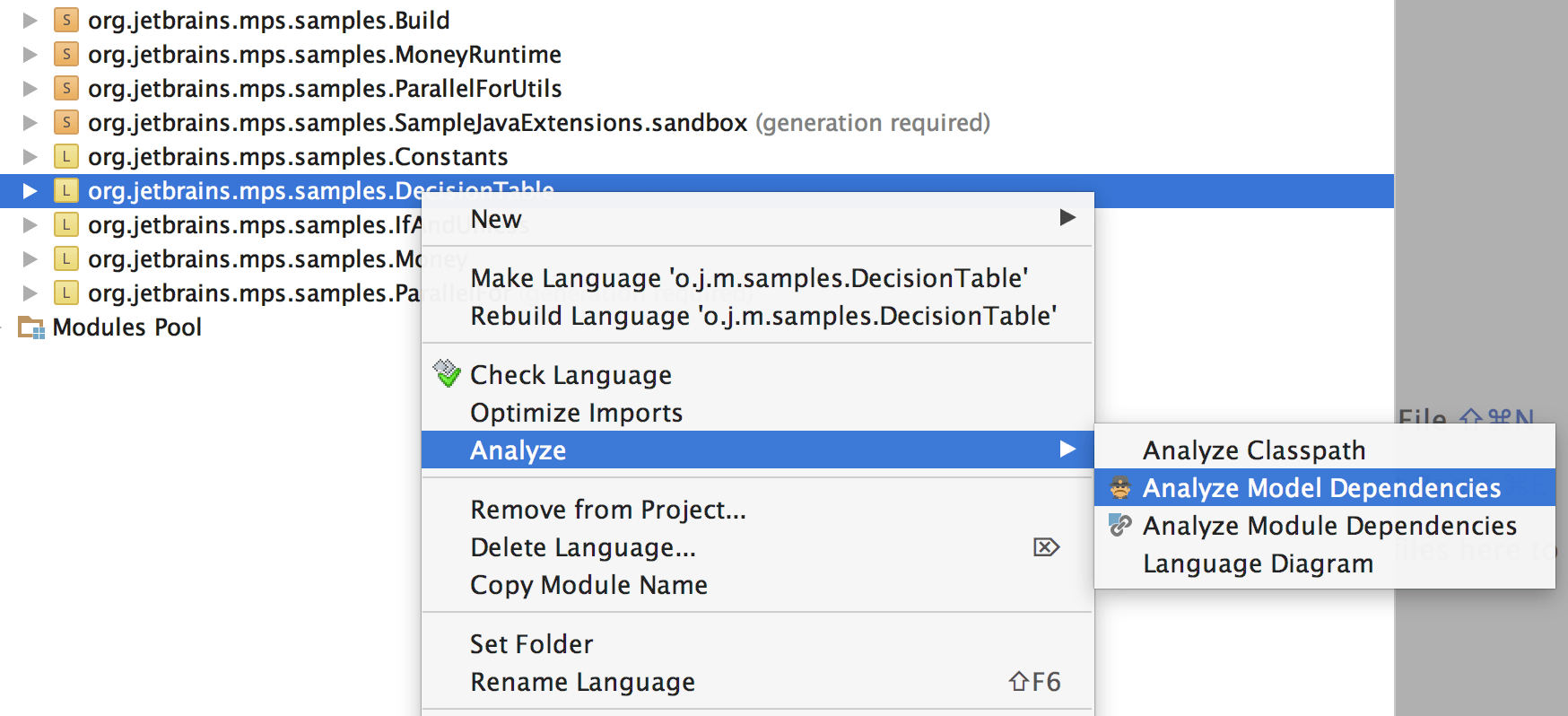 Dependencies Analyzer from context menu Dependencies Analyzer from context menu