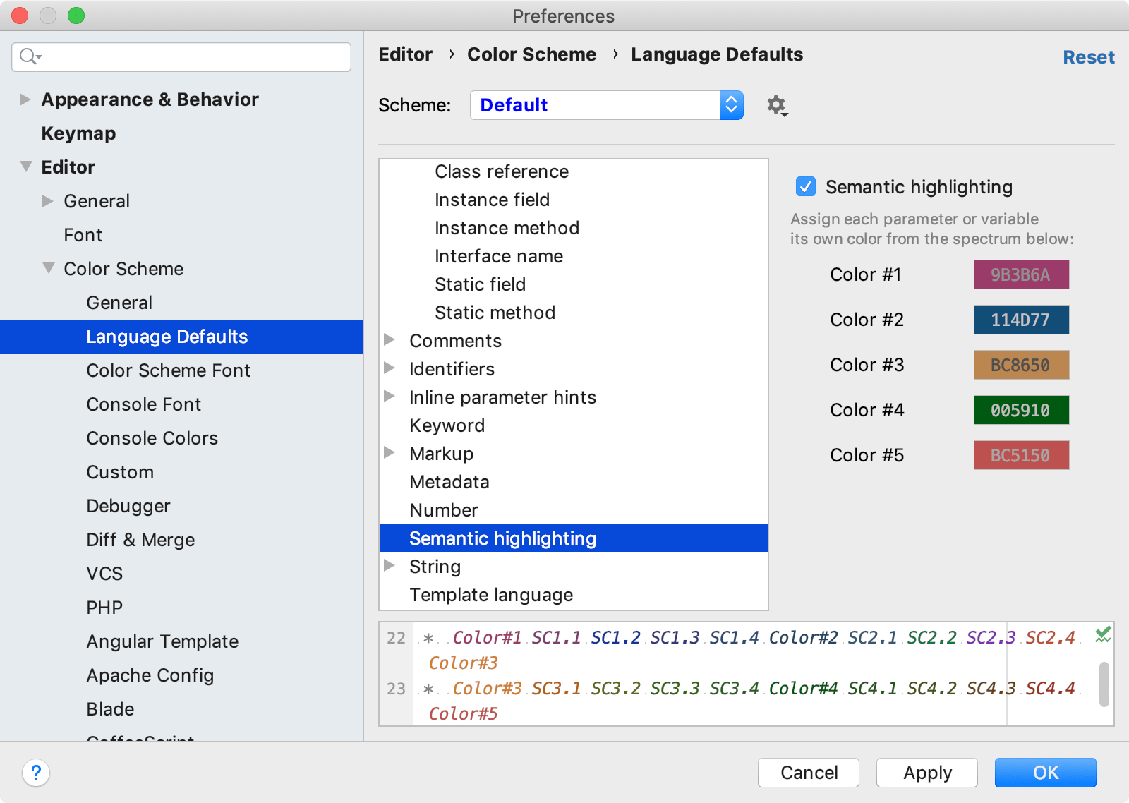 Semantic highlighting