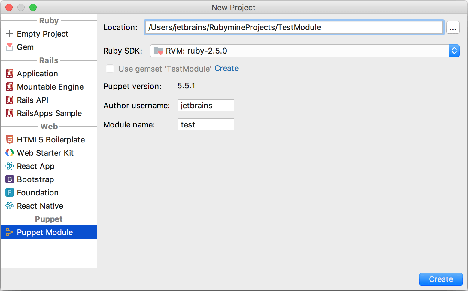 New project dialog New project dialog
