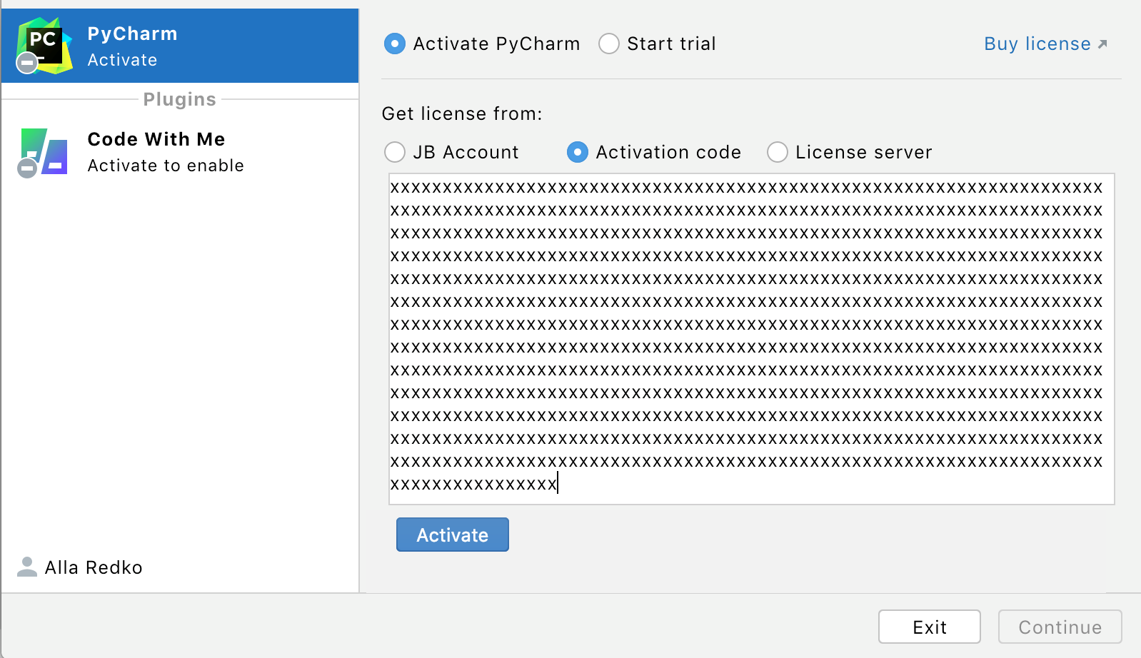 Activate PyCharm license with an activation code Activate PyCharm license with an activation code