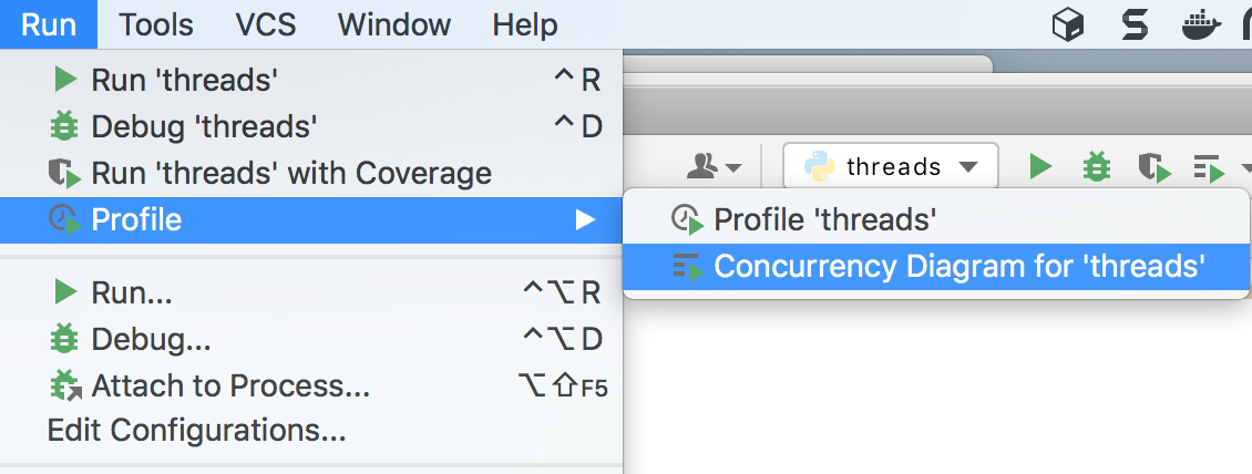 Run Concurrency Diagram from the main menu Run Concurrency Diagram from the main menu