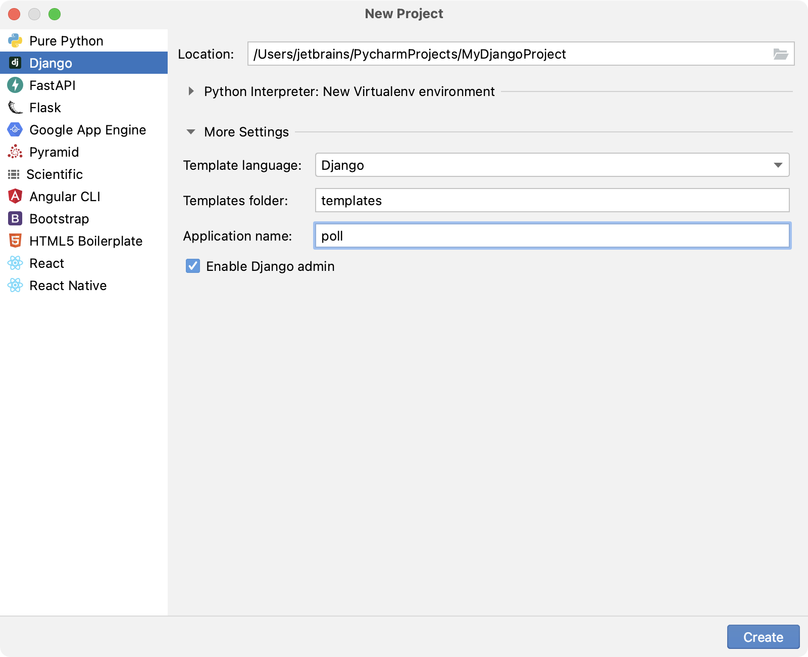 Creating a Django app Creating a Django app