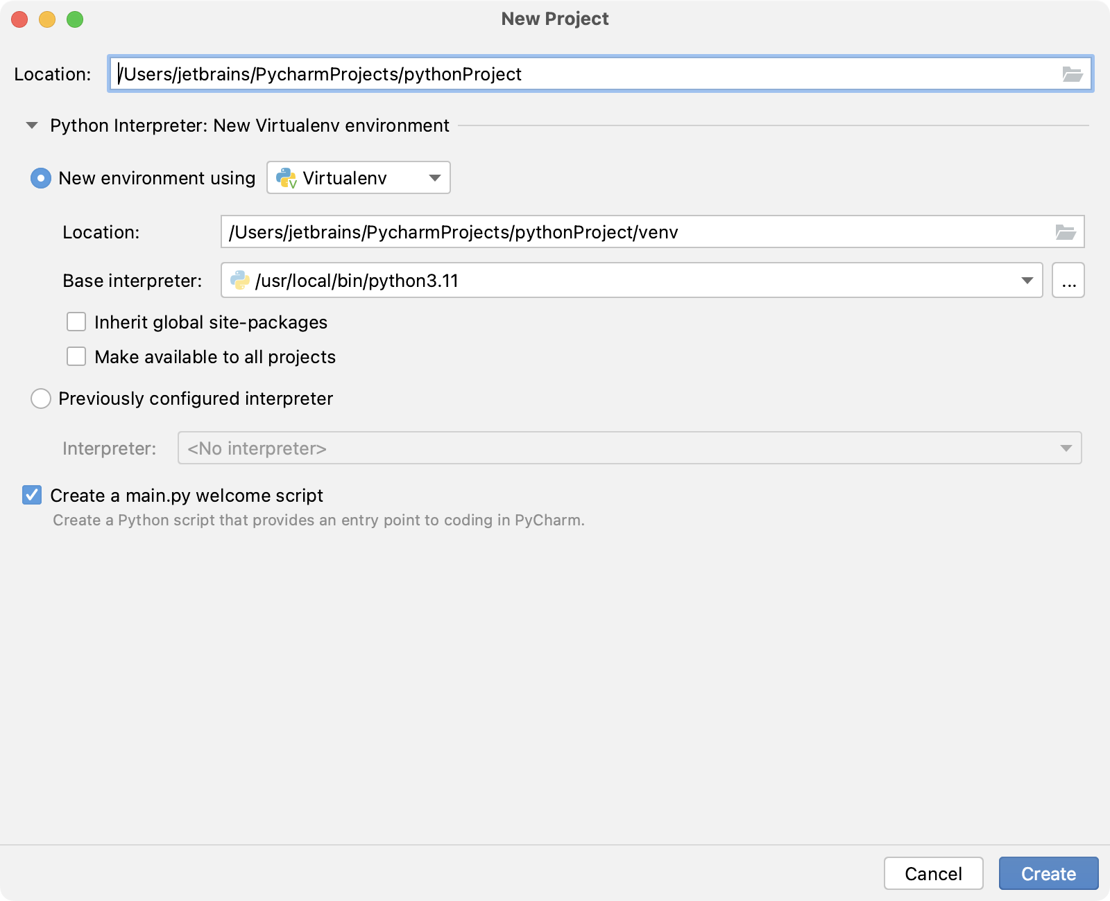 Creating a new project Creating a new project