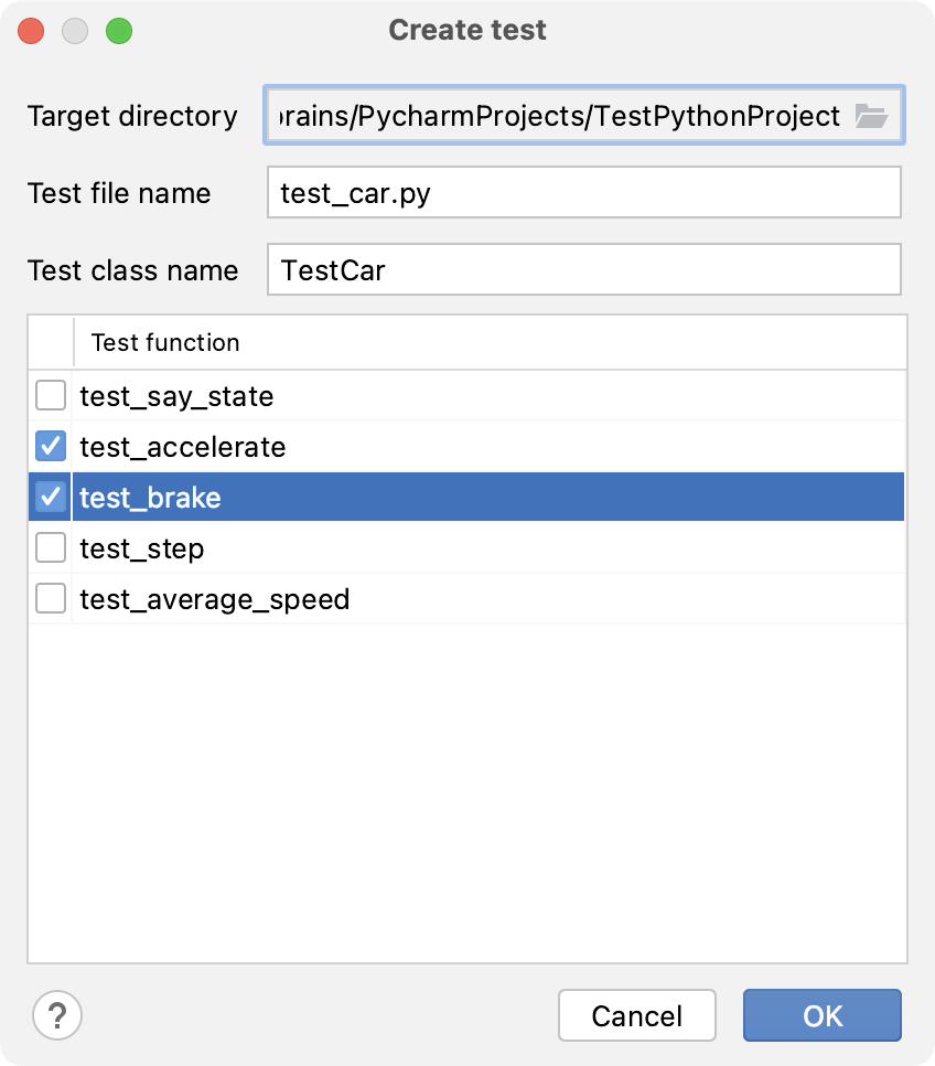 Create test dialog Create test dialog