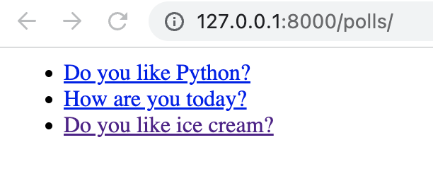 List of available polls List of available polls