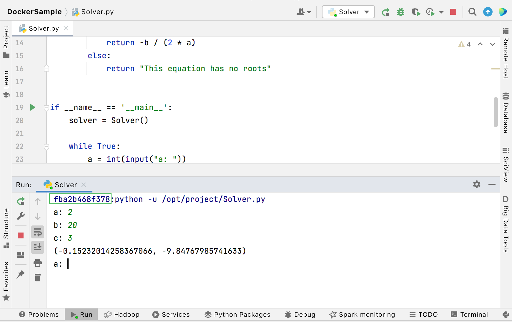 Running the sample in a Docker container Running the sample in a Docker container