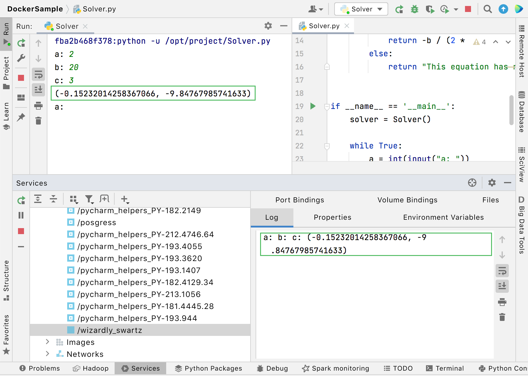 Log tab in the Services tool window Log tab in the Services tool window