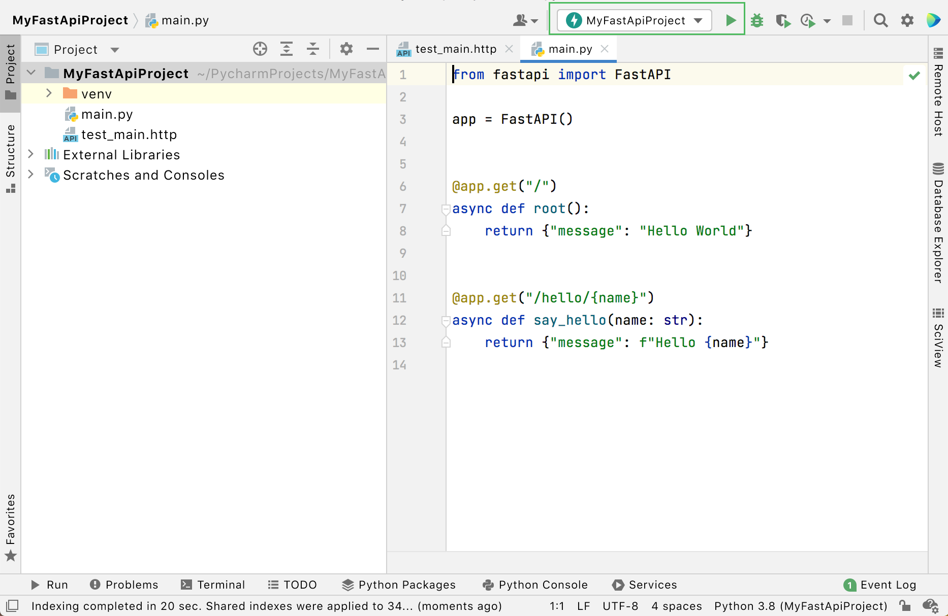Default run/debug configuration for FastAPI Default run/debug configuration for FastAPI
