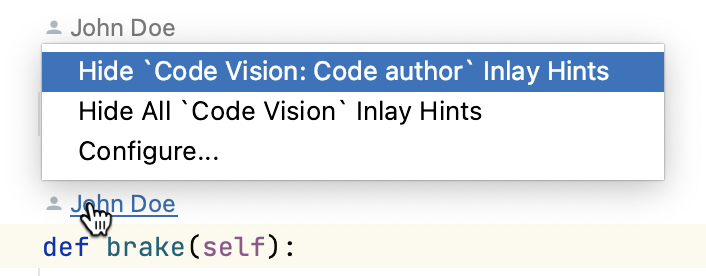 Hide code author names Hide code author names