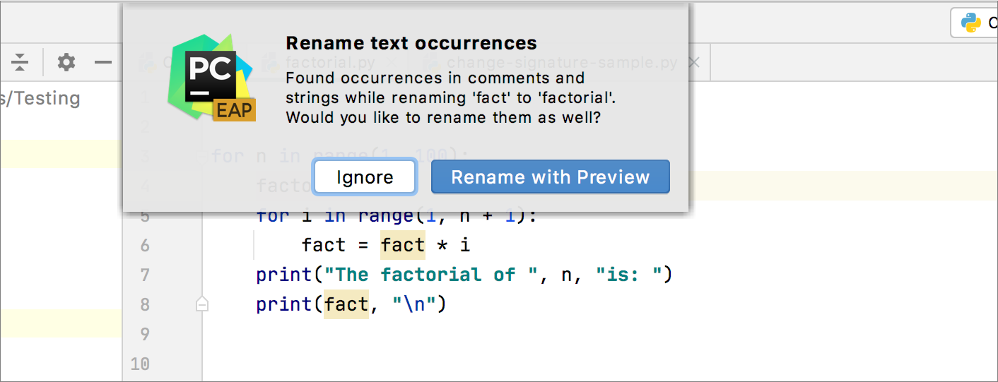 Applying rename refactoring to comments Applying rename refactoring to comments