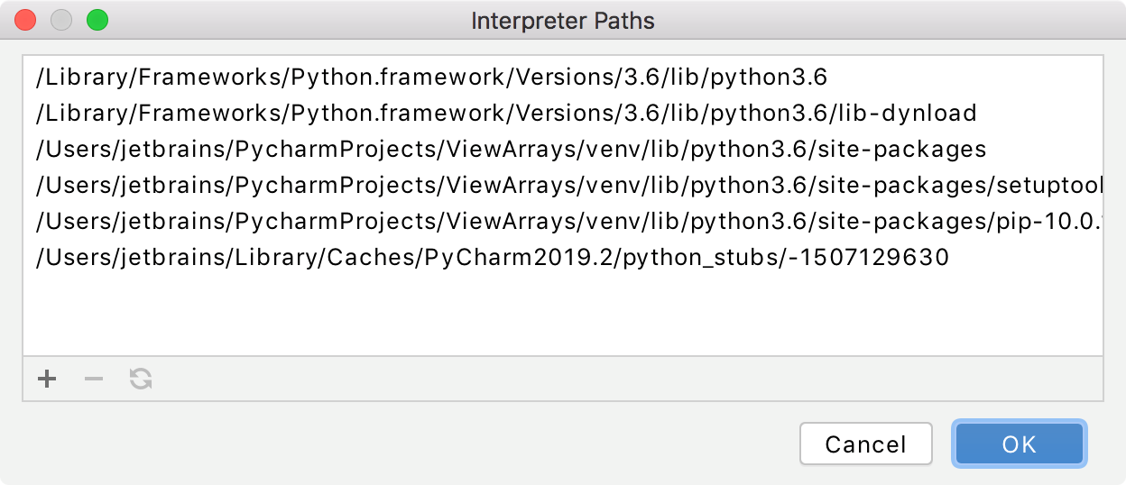 Show an interpreter path Show an interpreter path