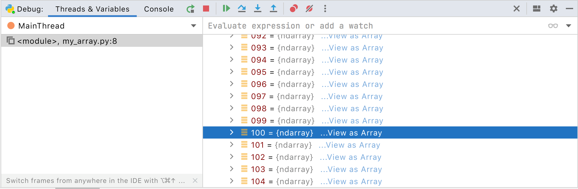 Expanding an array to show more than 100 elements Expanding an array to show more than 100 elements