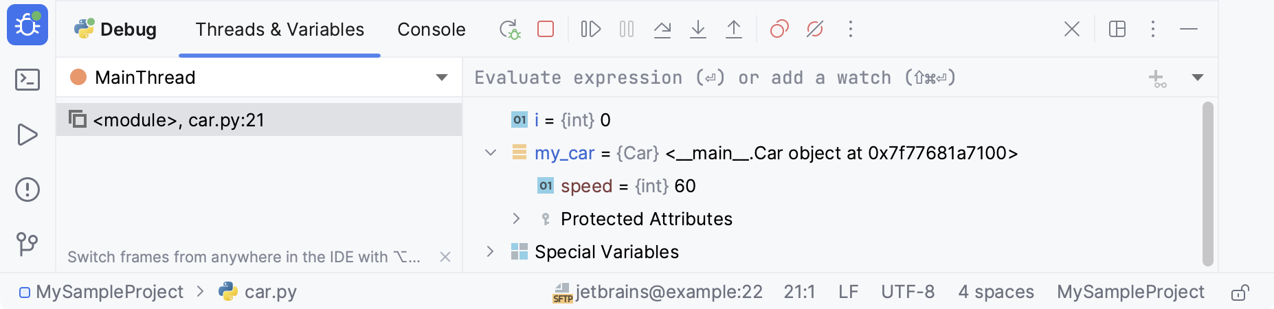 Debugger tool window Debugger tool window