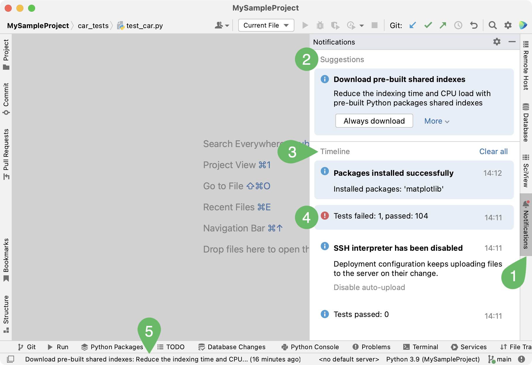 Notifications tool window Notifications tool window