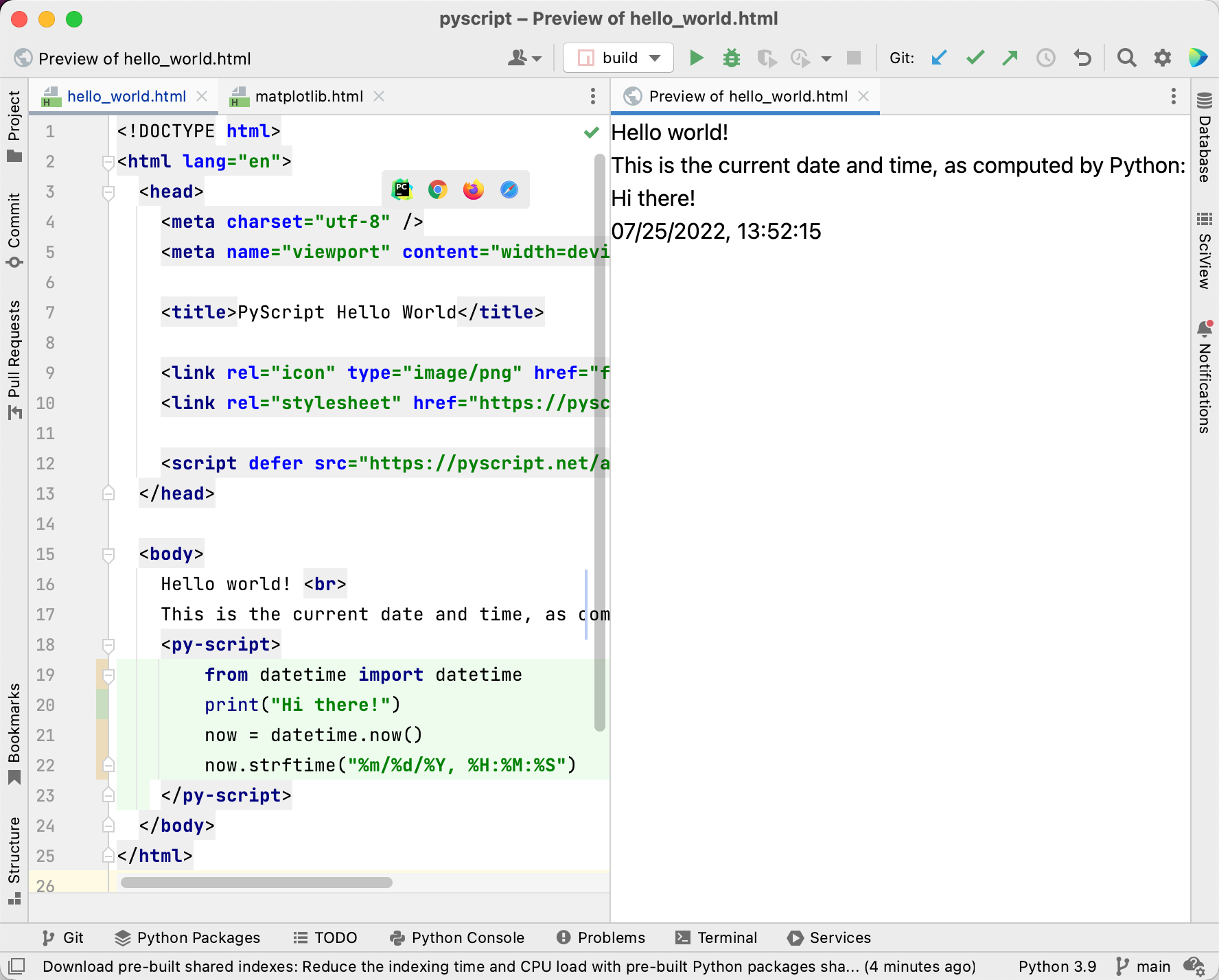 Preview the output of Python code created with PyScript Preview the output of Python code created with PyScript