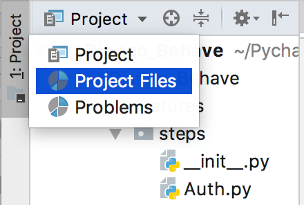 PyCharm: choosing a view in the Project tool window PyCharm: choosing a view in the Project tool window