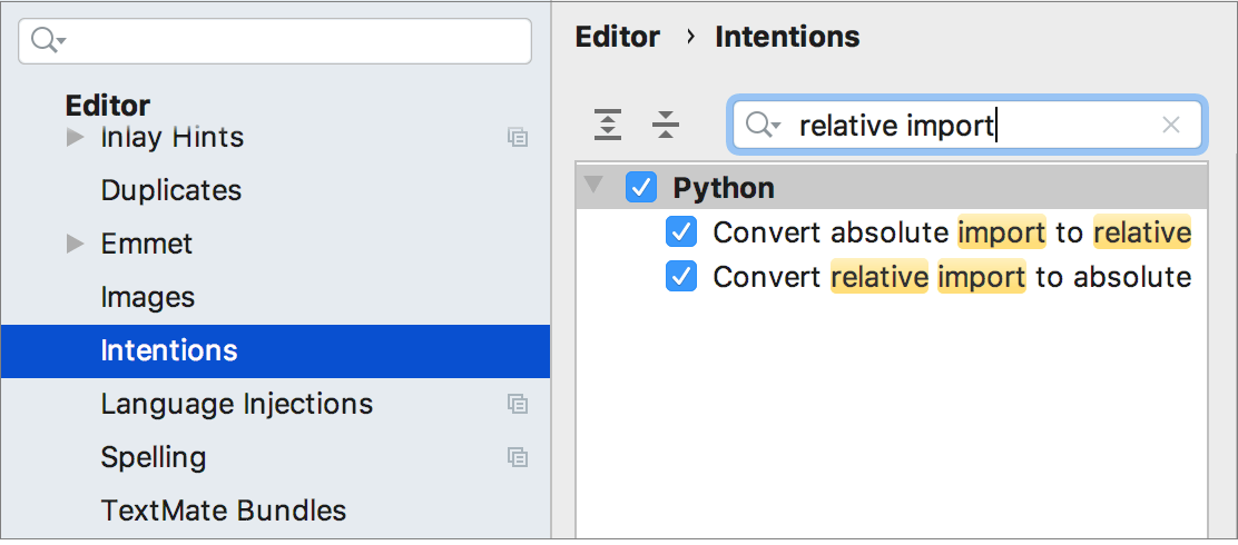 Intentions for converting imports Intentions for converting imports