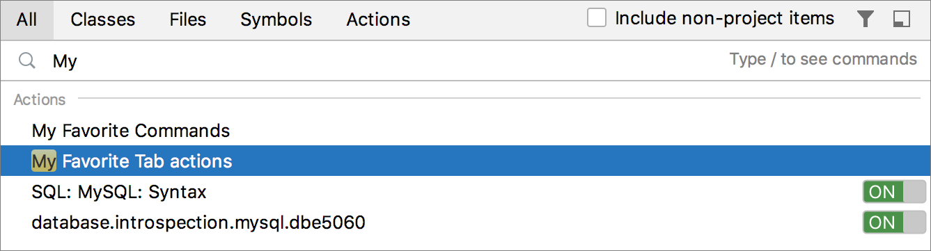 The search everywhere window The search everywhere window