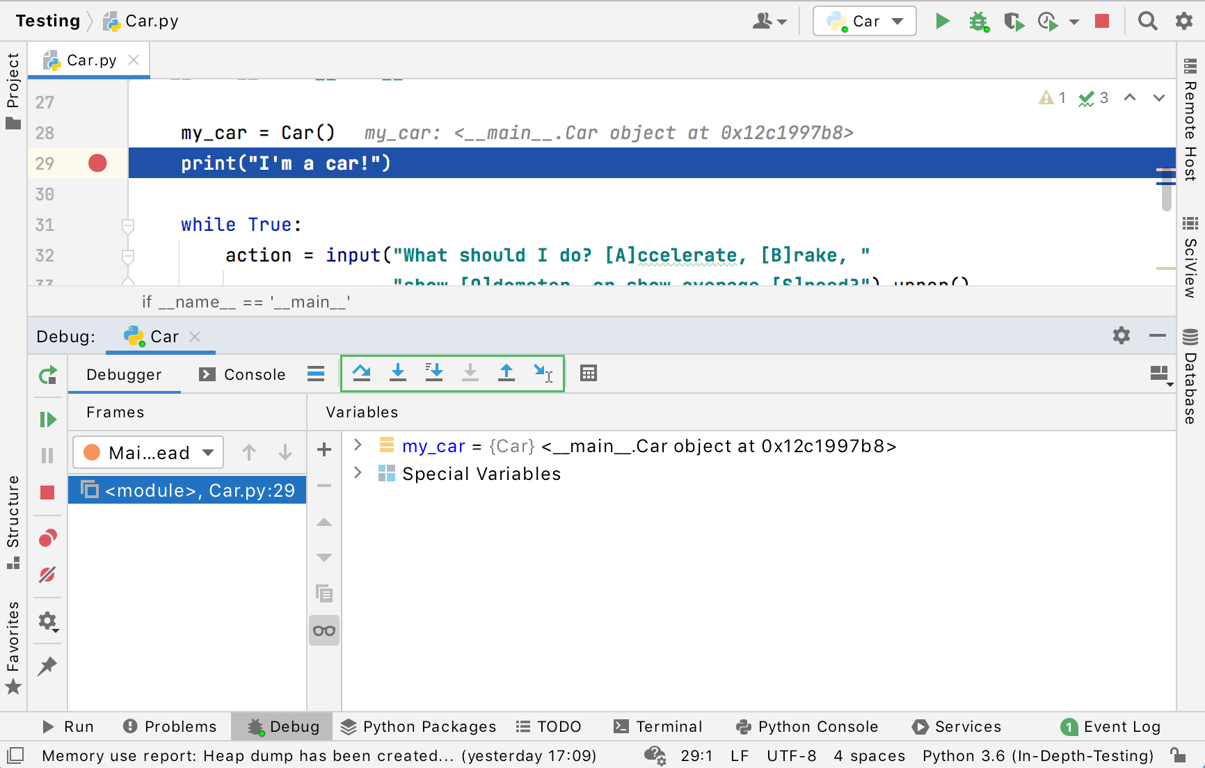 Stepping toolbar Stepping toolbar