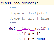 Type hinting for class attributes Type hinting for class attributes