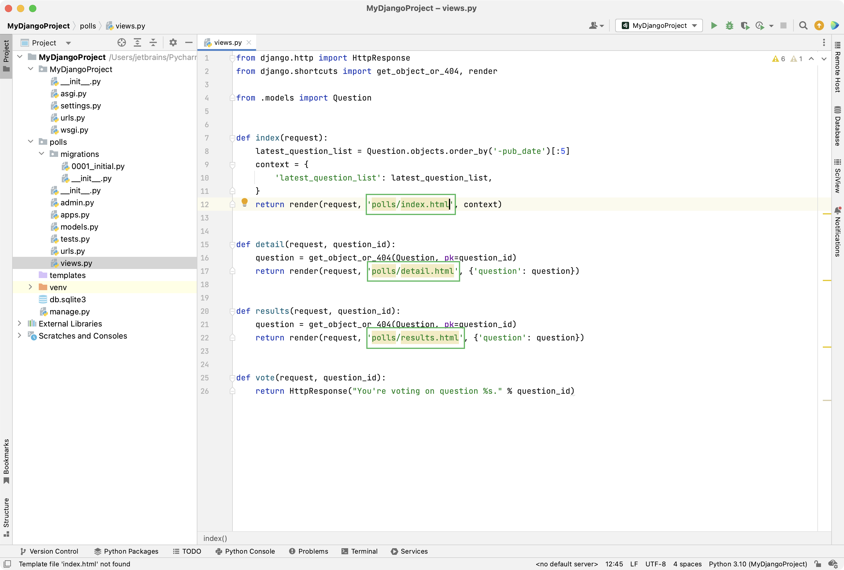 Unresolved references to Django templates Unresolved references to Django templates