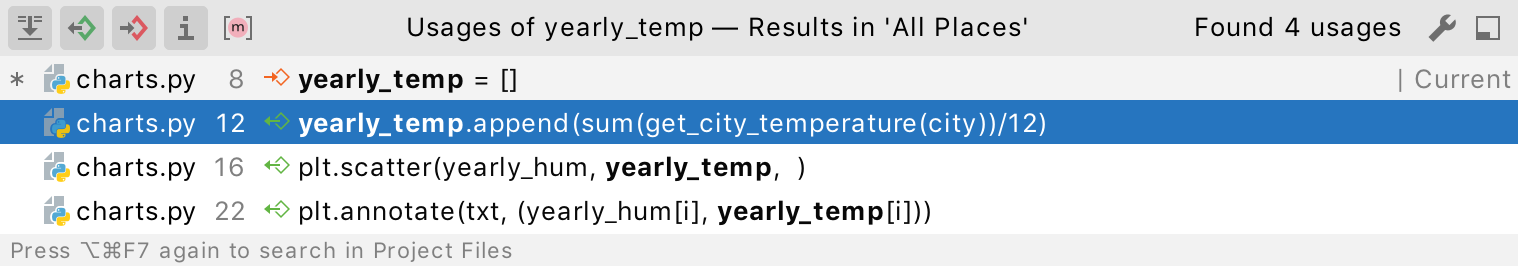 Show usages popup Show usages popup