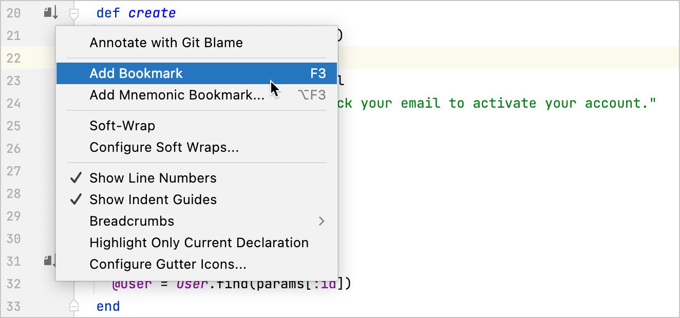 Anonymous bookmark placed in the editor Anonymous bookmark placed in the editor