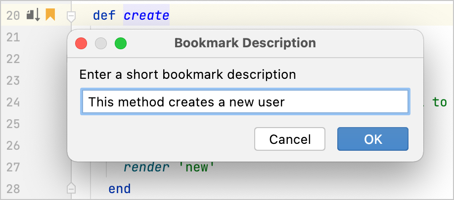 Renaming a bookmark Renaming a bookmark