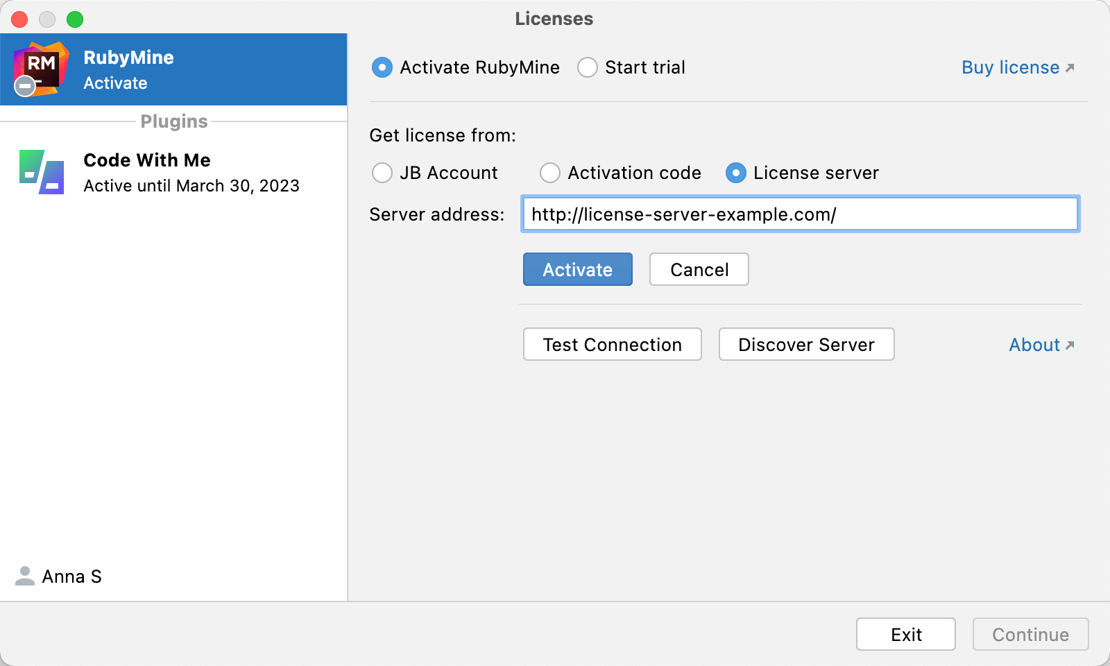 Activate RubyMine license with a license server Activate RubyMine license with a license server