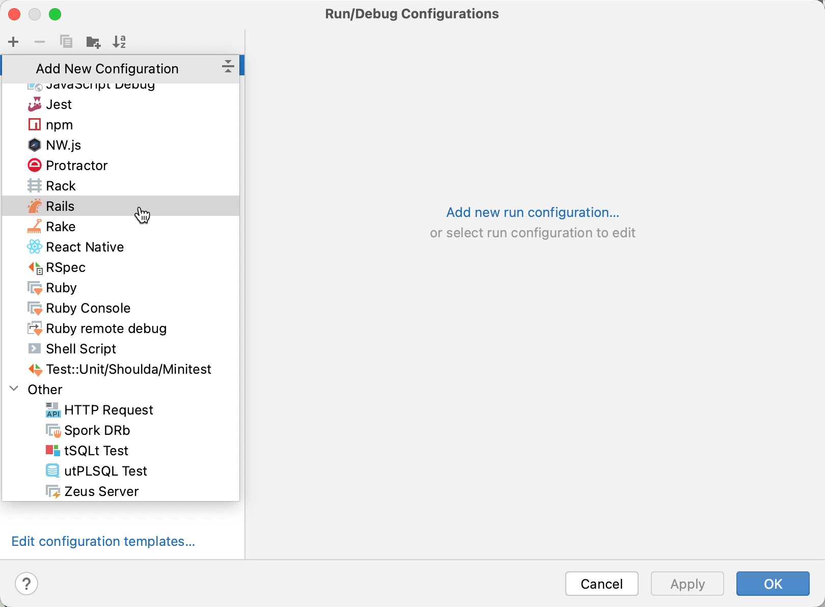 New run/debug configuration New run/debug configuration
