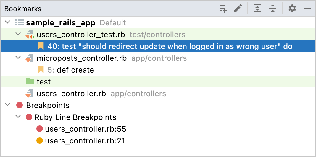 Bookmarks tool window Bookmarks tool window