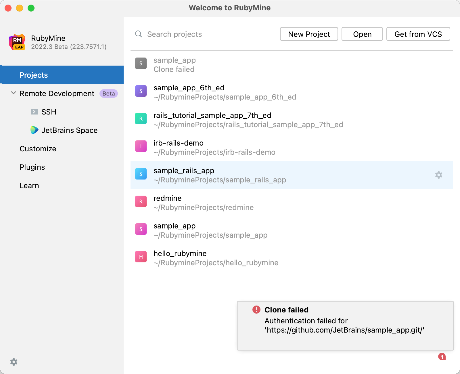 Notification about failed clone Notification about failed clone
