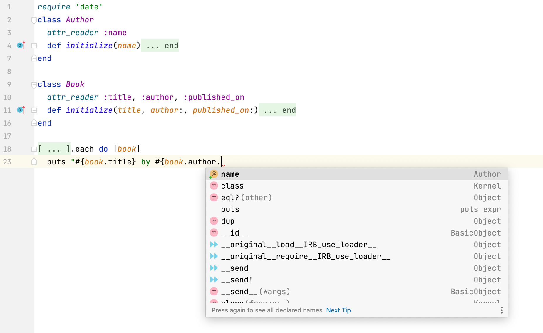 Method name completion with RBS Method name completion with RBS