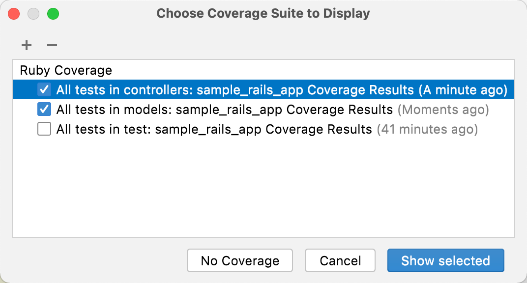 Choose Coverage Suite to Display Choose Coverage Suite to Display