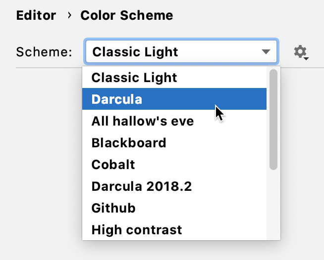 Select the color scheme Select the color scheme