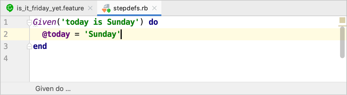 Step definition code Step definition code