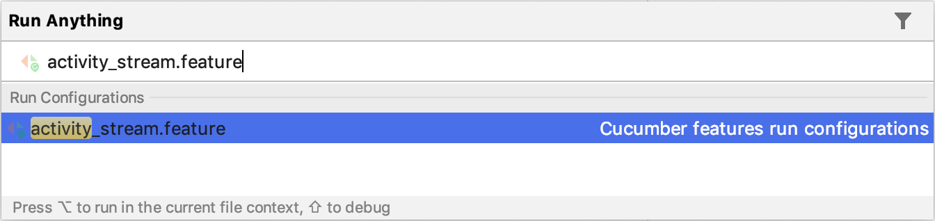 Run Cucumber using run anything Run Cucumber using run anything