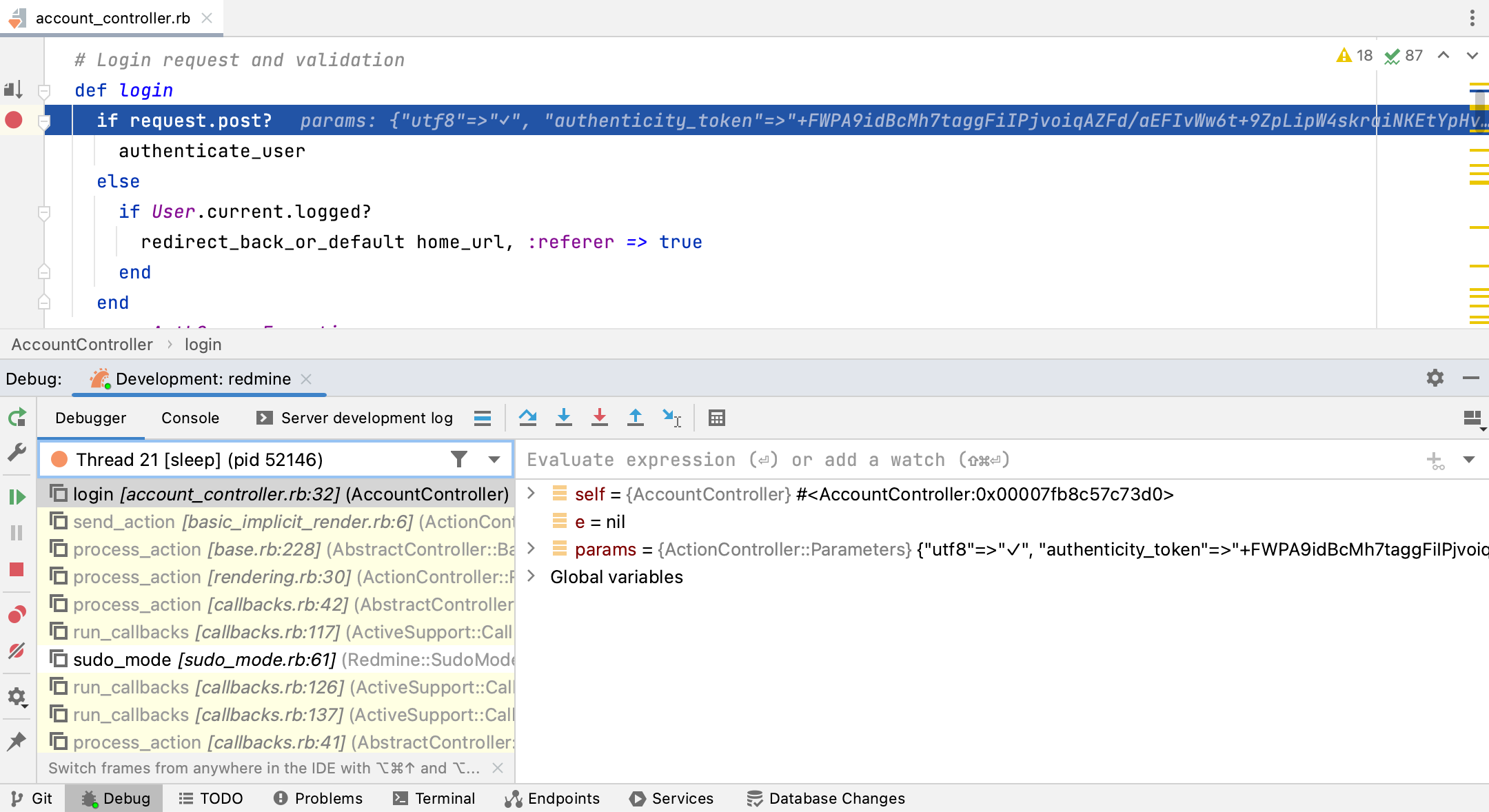 Stop on a breakpoint Stop on a breakpoint