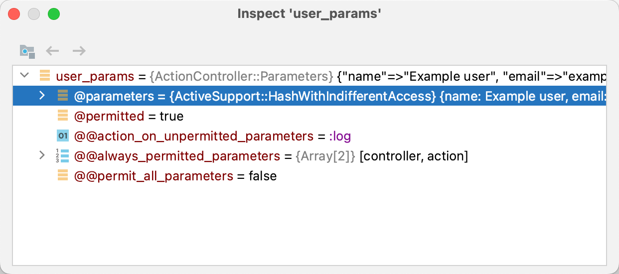 Inspect dialog Inspect dialog