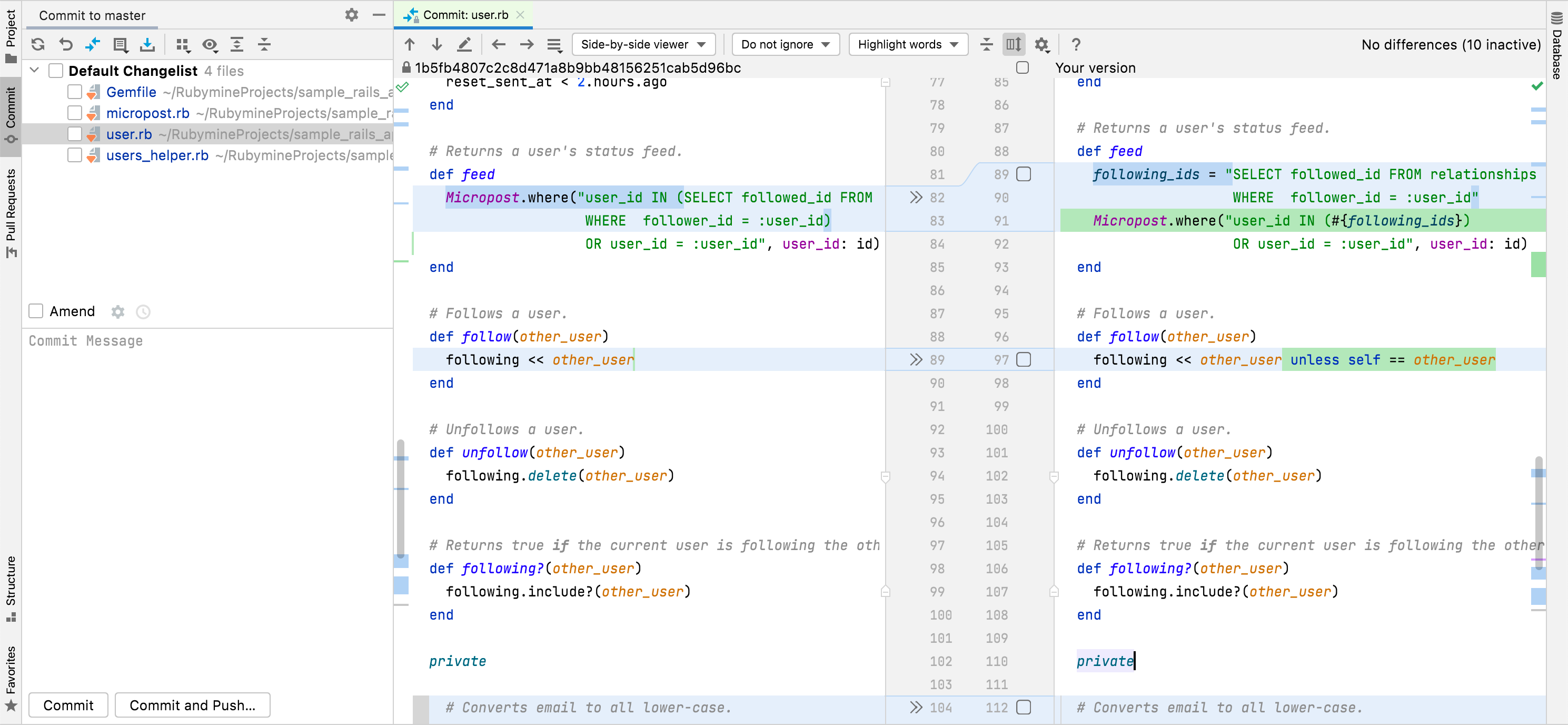 Diff preview in the editor Diff preview in the editor