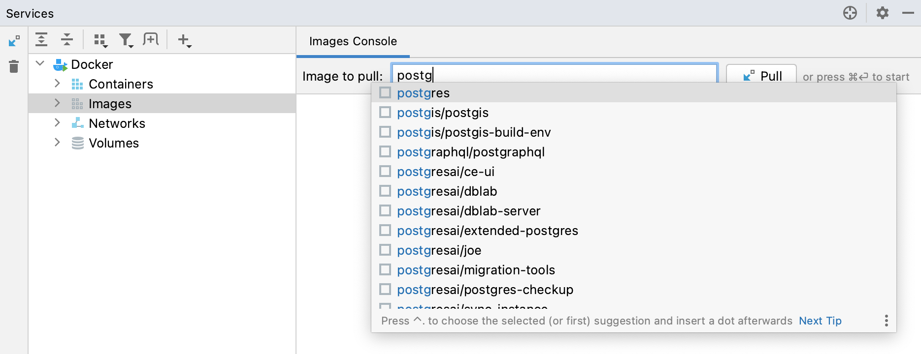 The Images Console The Images Console