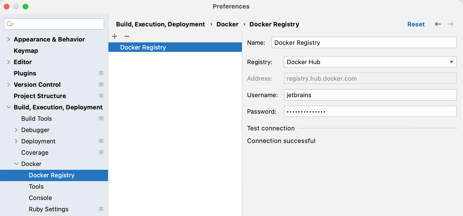 The Docker Registry dialog The Docker Registry dialog