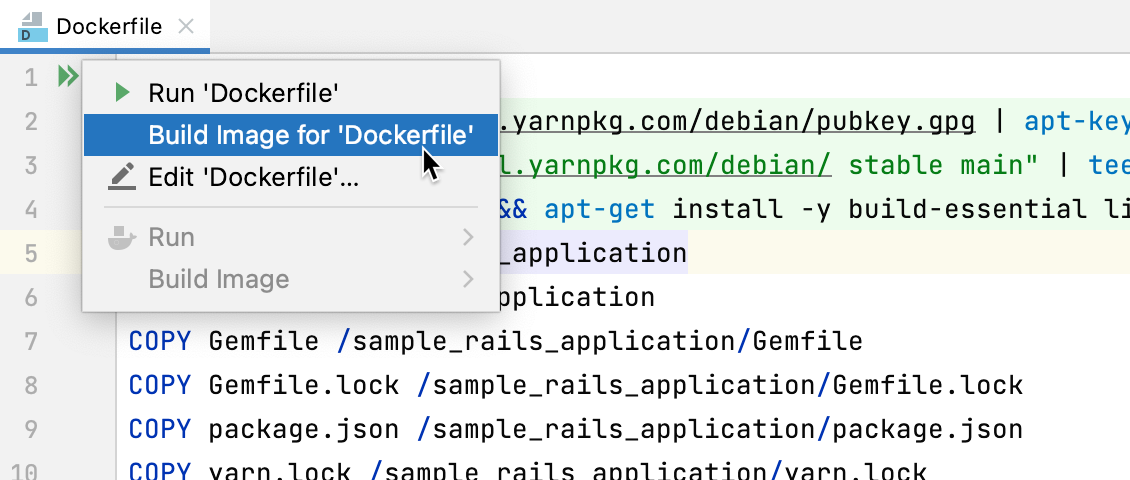 The Build Image on Docker popup The Build Image on Docker popup