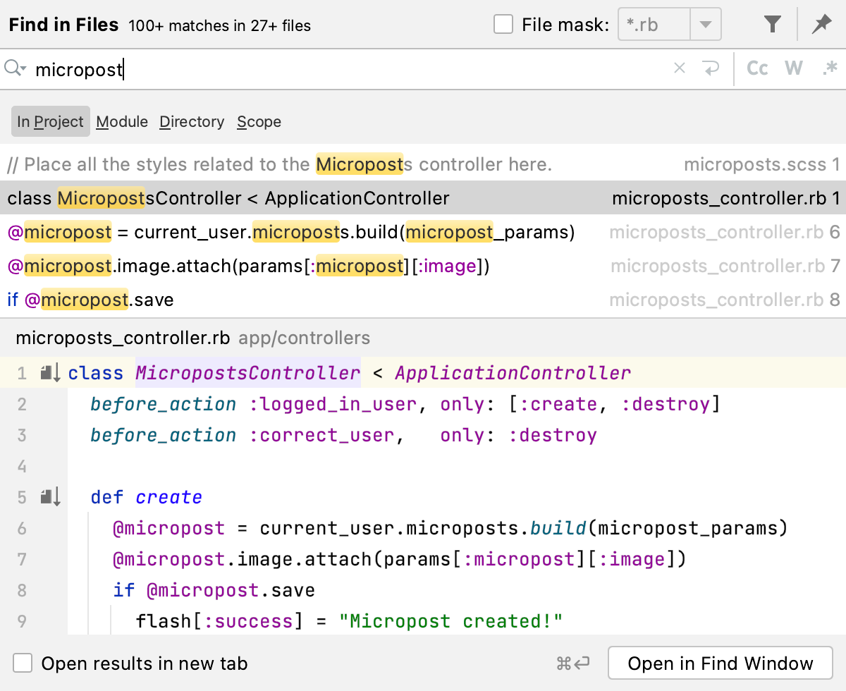 Find in Files Find in Files