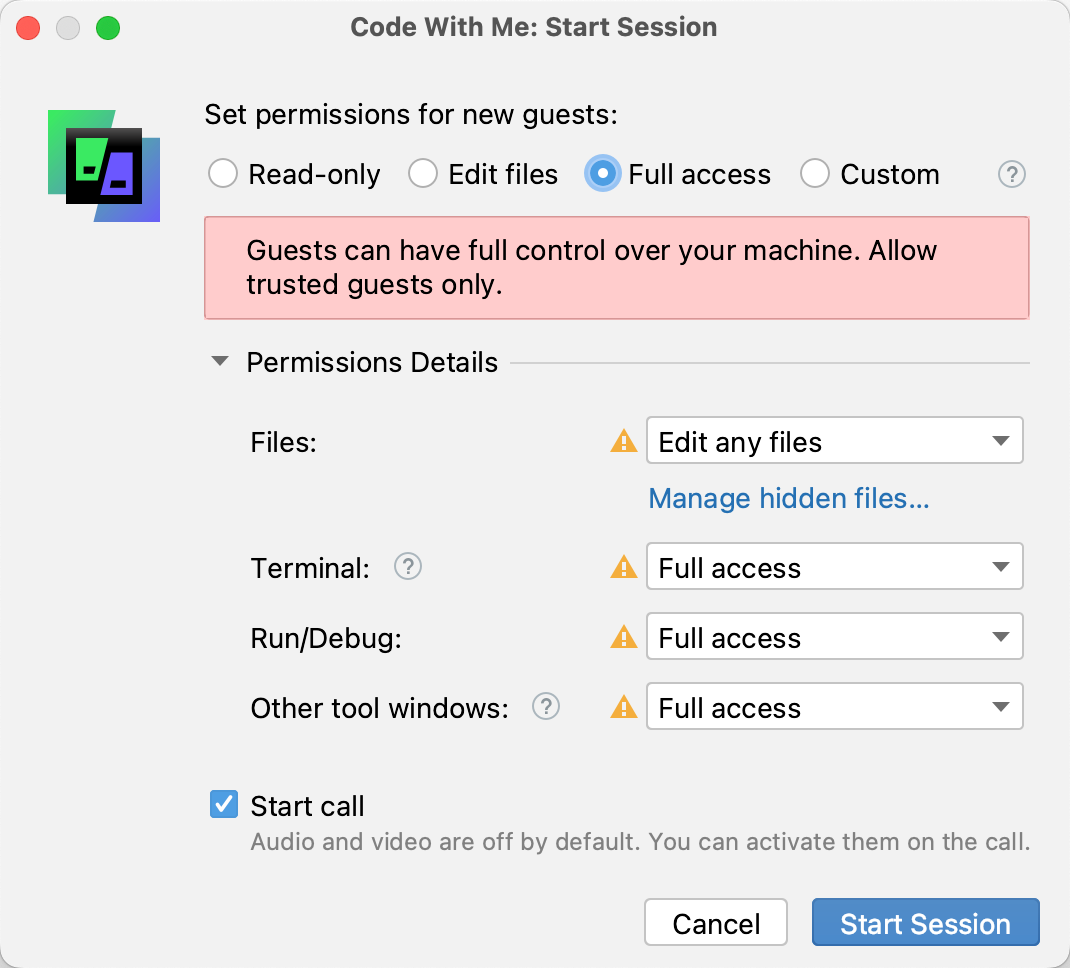 Full access permissions Full access permissions