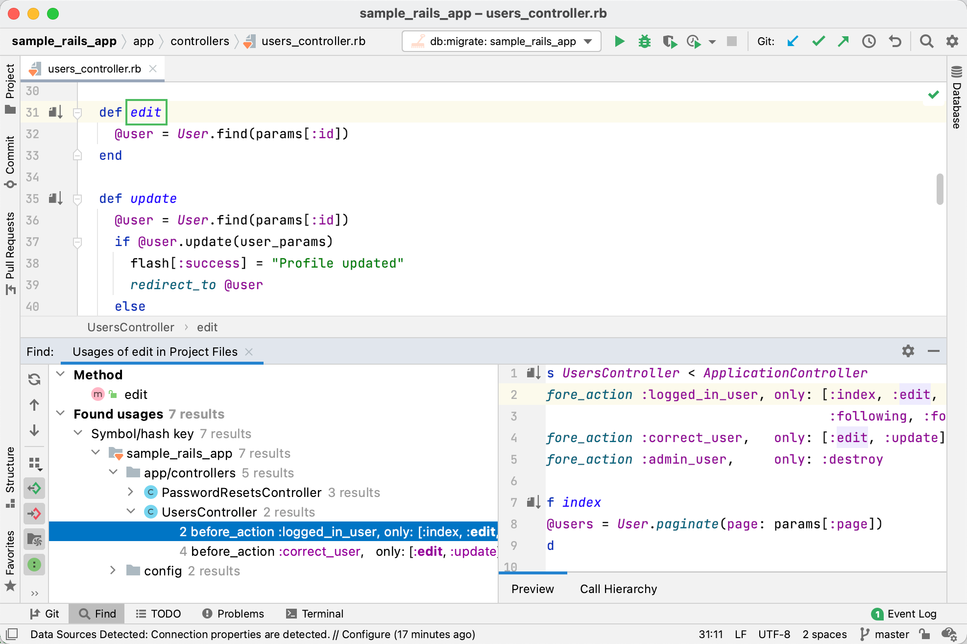 Find usages Find usages