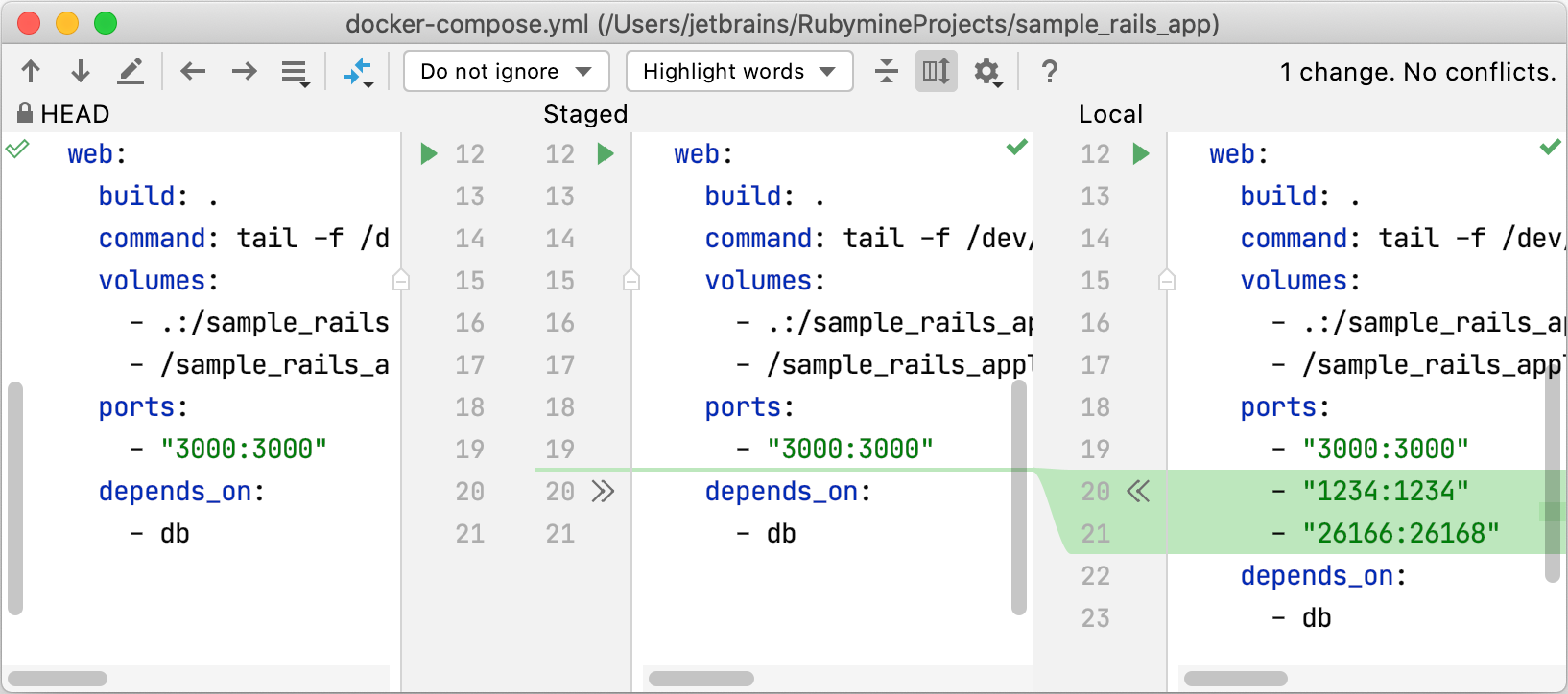 Stage changes interactively Stage changes interactively