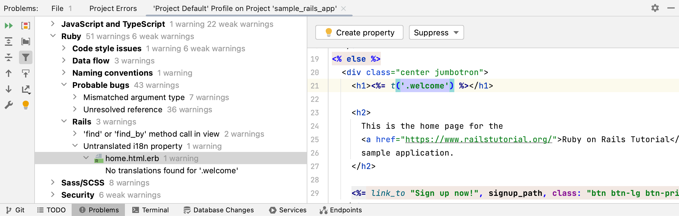 Inspection results tab Inspection results tab