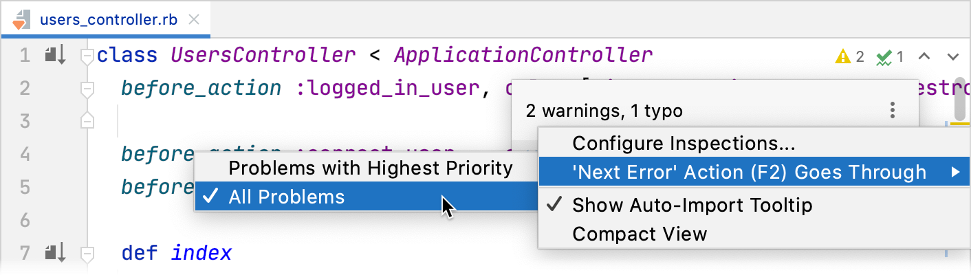 Configuring navigation between highlighted lines Configuring navigation between highlighted lines